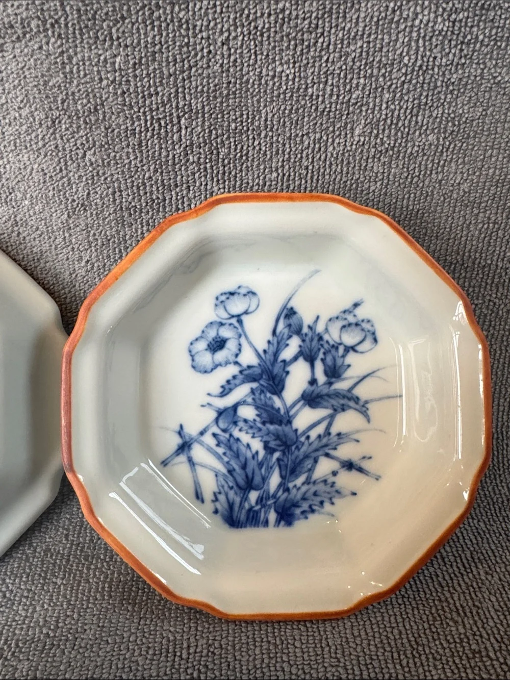 Vintage Koraku Kiln Japanese Arita Ware Plates Set of 4 Octagon Flower Dishes